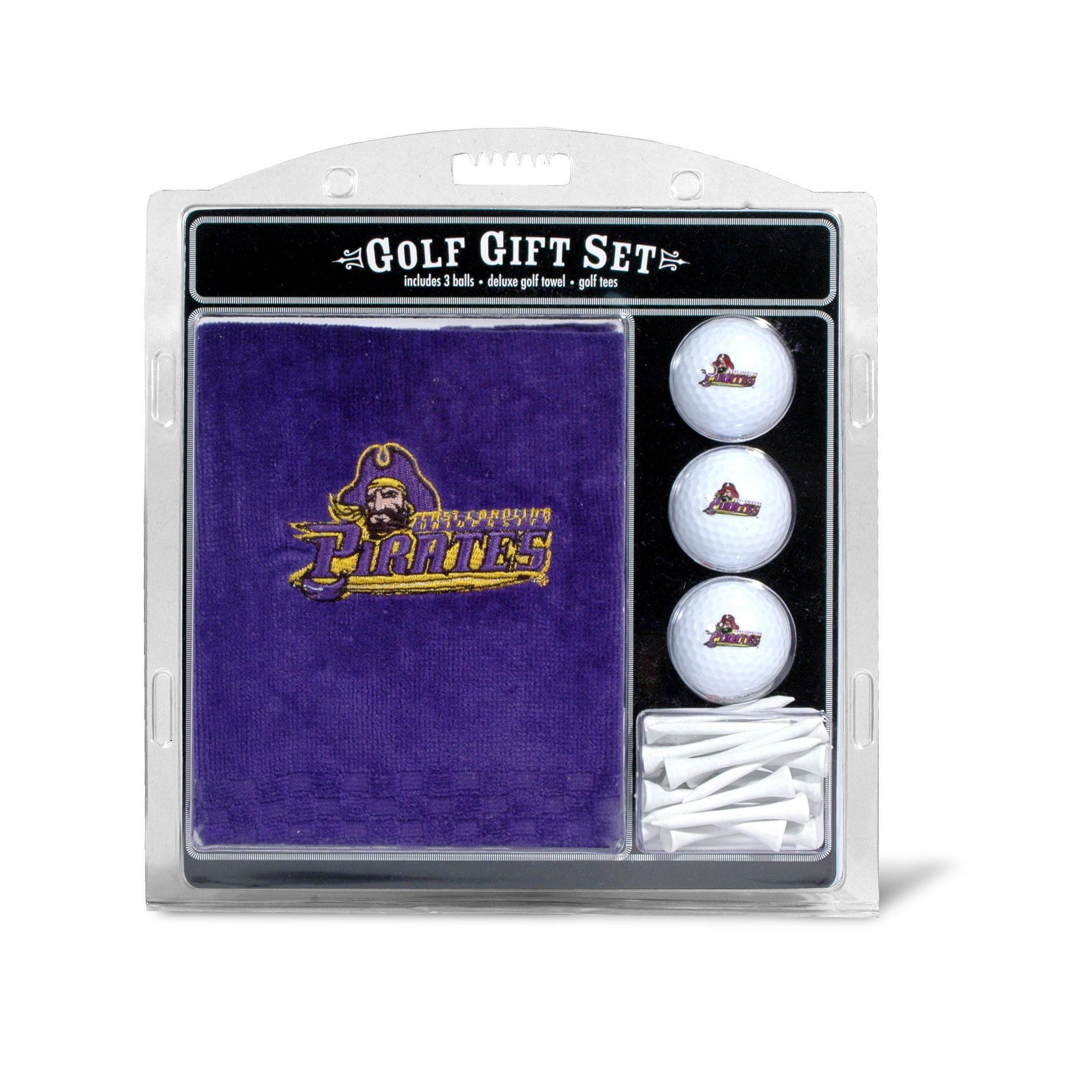 ECU Pirates 3-Pack Golf Ball Gift Set with Black Hat Trick Divot Tool